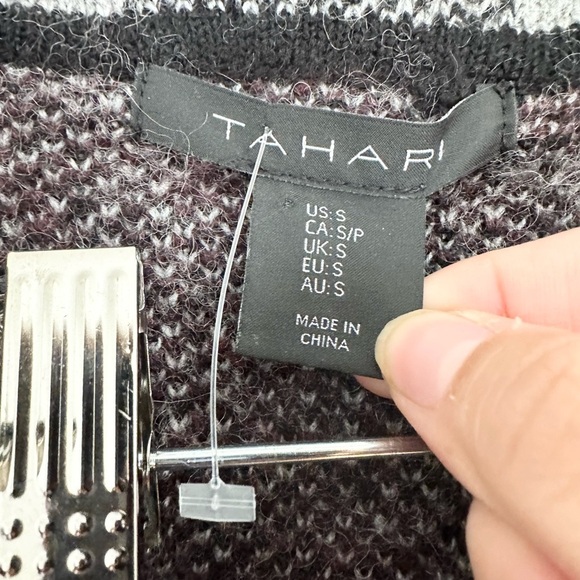 Tahari Women's Brown/Blue Long Sleeve Cardigan Sweater wool blend small - Picture 2 of 4